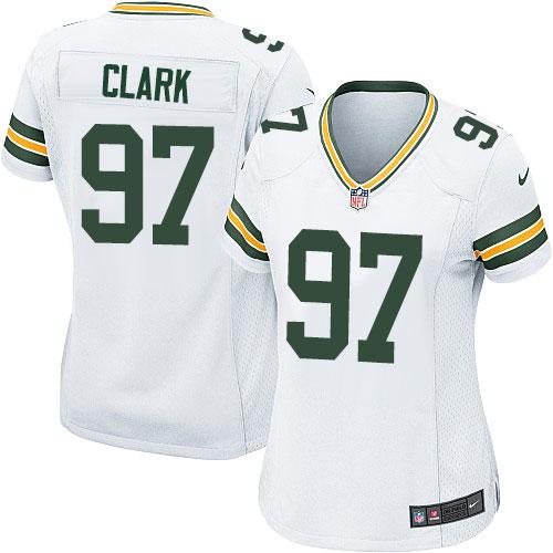 Nike Packers #97 Kenny Clark White Women's Stitched NFL Elite Jersey - Click Image to Close